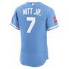 Bobby Witt Jr. Kansas City Royals Nike Alternate Authentic Sponsor Patch Jersey - Light Blue - Detail View
