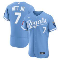 Bobby Witt Jr. Kansas City Royals Nike Alternate Authentic Sponsor Patch Jersey - Light Blue - Front View
