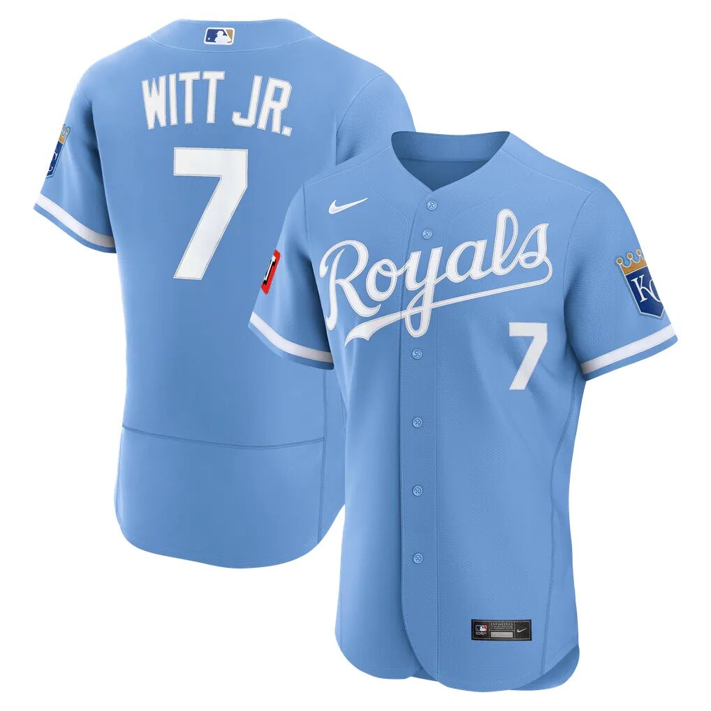 Bobby Witt Jr. Kansas City Royals Nike Alternate Authentic Sponsor Patch Jersey - Light Blue