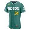 David Ortiz Boston Red Sox Nike City Connect Authentic Carry-Over Jersey with Sponsor Patch - Green - Back View
