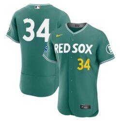 David Ortiz Boston Red Sox Nike City Connect Authentic Carry-Over Jersey with Sponsor Patch - Green - Front View