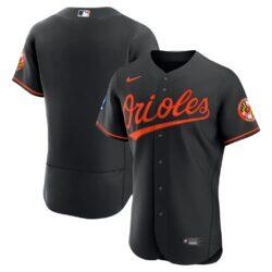 Baltimore Orioles Nike Alternate Sponsor Patch Authentic Jersey - Black - Front View