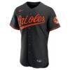 Baltimore Orioles Nike Alternate Sponsor Patch Authentic Jersey - Black - Side View