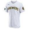 Milwaukee Brewers Nike Alternate Sponsor Patch Authentic Jersey - White - Side View