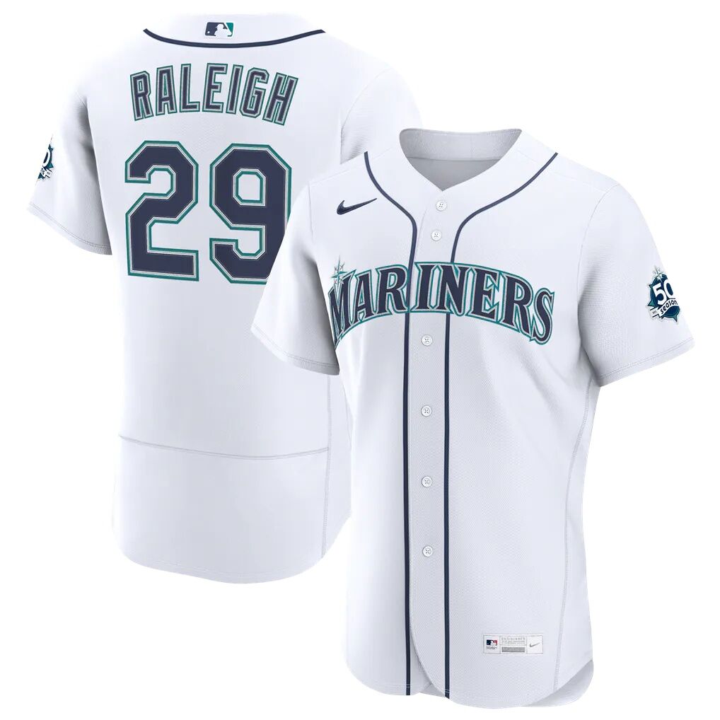Cal Raleigh Seattle Mariners Nike Home 50th Season Authentic Jersey