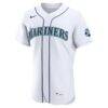 Cal Raleigh Seattle Mariners Nike Home 50th Season Authentic Jersey - White - Side View