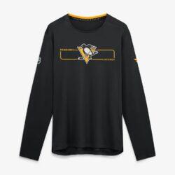 Pittsburgh Penguins Fashion7 Authentic Pro Rink Tech Long Sleeve T-Shirt - Black - Front View