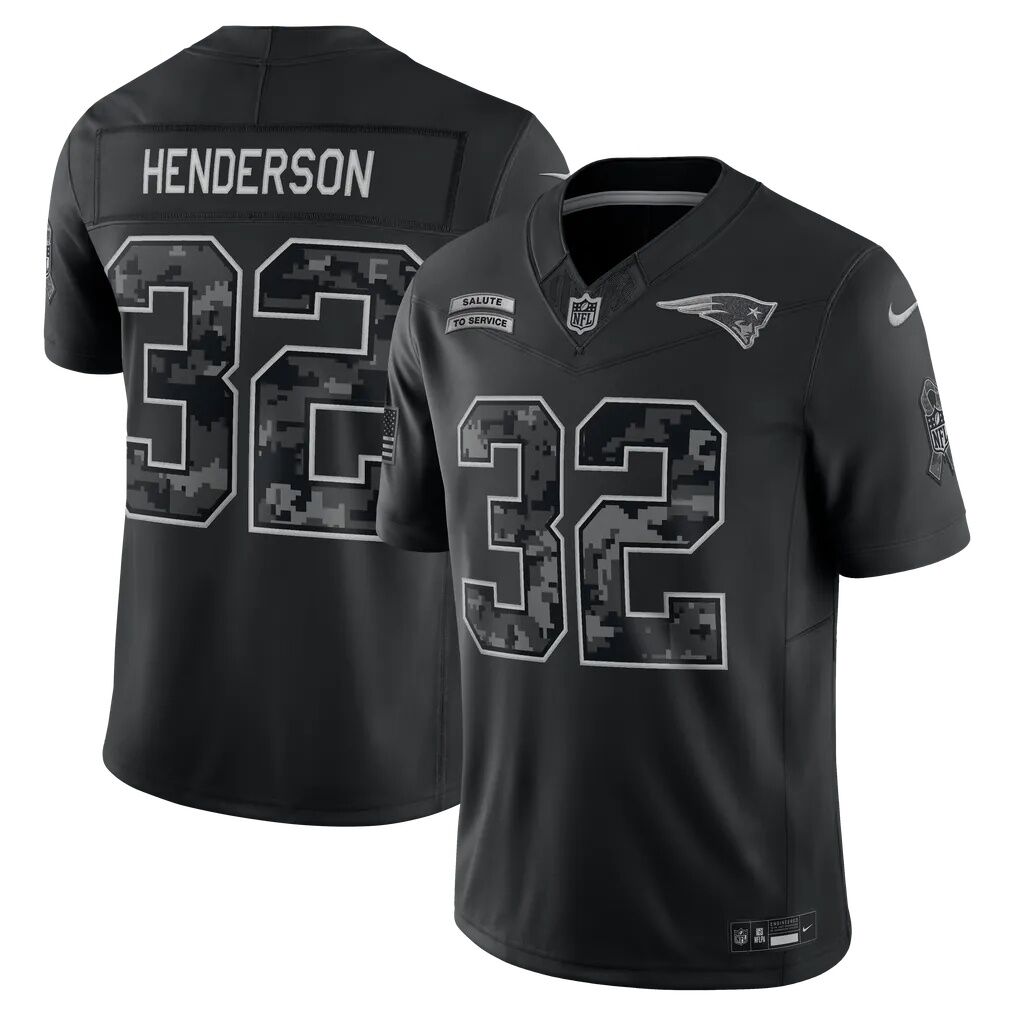 TreVeyon Henderson New England Patriots Nike 2026 Salute to Service Stitched Limited Jersey