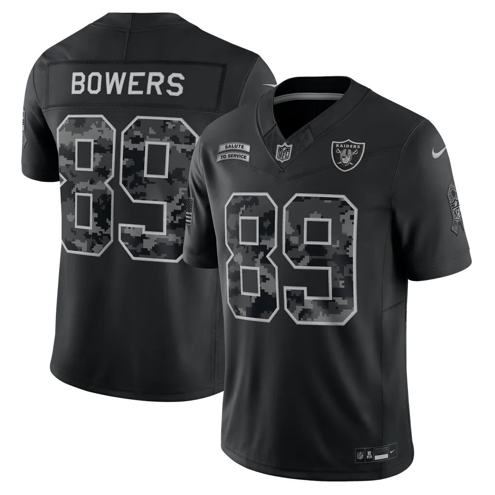 Brock Bowers Las Vegas Raiders Nike 2026 Salute to Service Stitched Limited Jersey