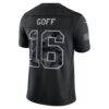 Jared Goff Detroit Lions Nike 2026 Salute to Service Stitched Limited Jersey - Black - Detail View