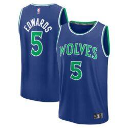 Anthony Edwards Minnesota Timberwolves Fashion7 Youth Fast Break Jersey - Blue - Front View