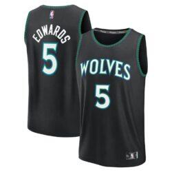 Anthony Edwards Minnesota Timberwolves Fashion7 Youth Fast Break Jersey - Black - Front View