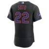 Juan Soto New York Mets Nike Alternate Authentic Sponsor Patch Jersey - Black - Detail View