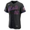 Juan Soto New York Mets Nike Alternate Authentic Sponsor Patch Jersey - Black - Side View