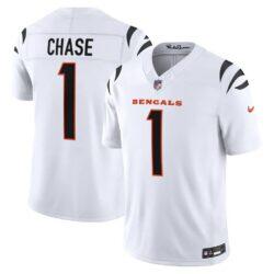 Ja'Marr Chase Cincinnati Bengals Nike Vapor F.U.S.E. Stitched Limited Jersey - White - Front View