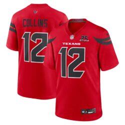 Nico Collins Houston Texans Nike Alternate 25th Season Game Jersey - Red - Front View