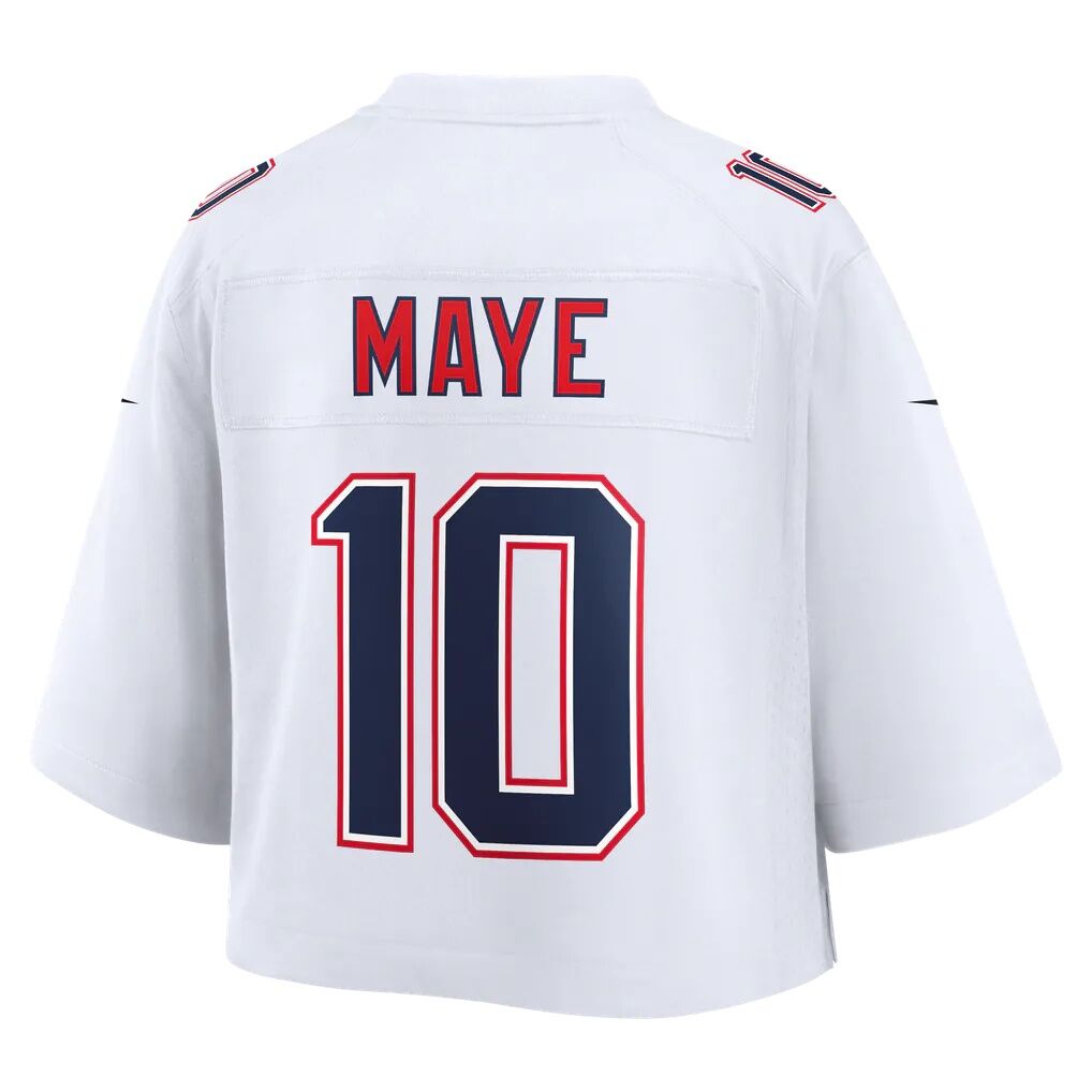 Drake Maye New England Patriots Nike Women's Cropped Fashion Game Jersey