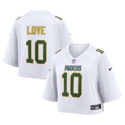 Jordan Love Green Bay Packers Nike Women's Cropped Fashion Game Jersey - White - Front View