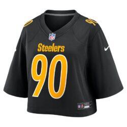 T.J. Watt Pittsburgh Steelers Nike Women's Cropped Fashion Game Jersey - Black - Side View