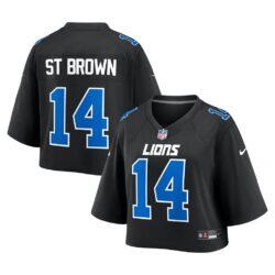 Amon-Ra St. Brown Detroit Lions Nike Women's Cropped Fashion Game Jersey - Black - Front View