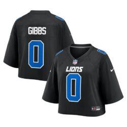 Jahmyr Gibbs Detroit Lions Nike Women's Cropped Fashion Game Jersey - Black - Front View