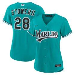 Kyle Stowers Miami Marlins Nike Women's Alternate Replica Jersey - Teal - Front View