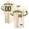 Milwaukee Brewers Nike Home Stadium Custom Jersey - Cream - Front View