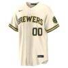 Milwaukee Brewers Nike Home Stadium Custom Jersey - Cream - Side View