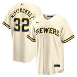 Jacob Misiorowski Milwaukee Brewers Nike Home Replica Jersey - Cream - Front View