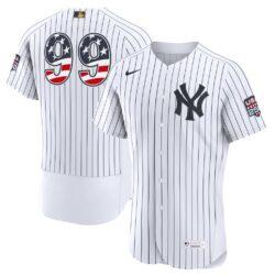 Fourth of July New York Yankees Aaron Judge Nike White USA 250 Authentic Jersey - - Front View