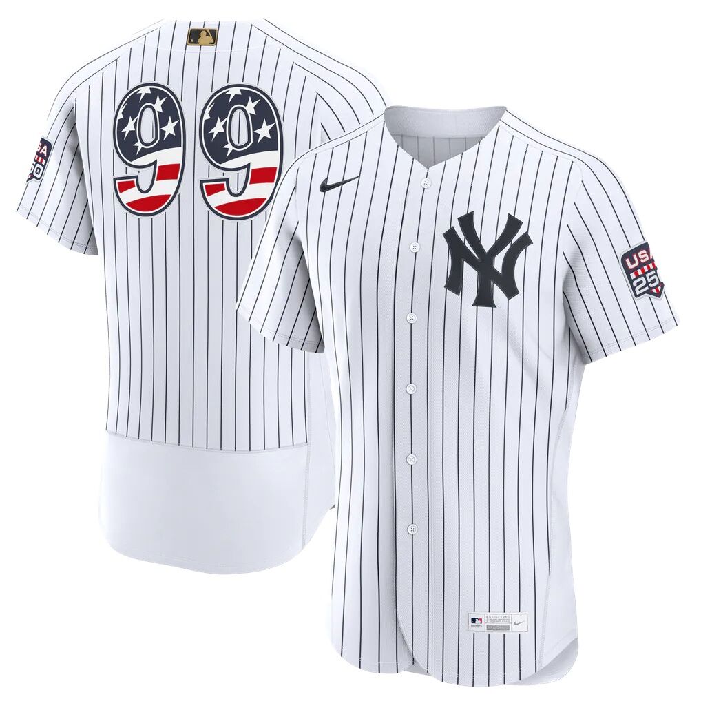 Fourth of July New York Yankees Aaron Judge Nike White USA 250 Authentic Jersey