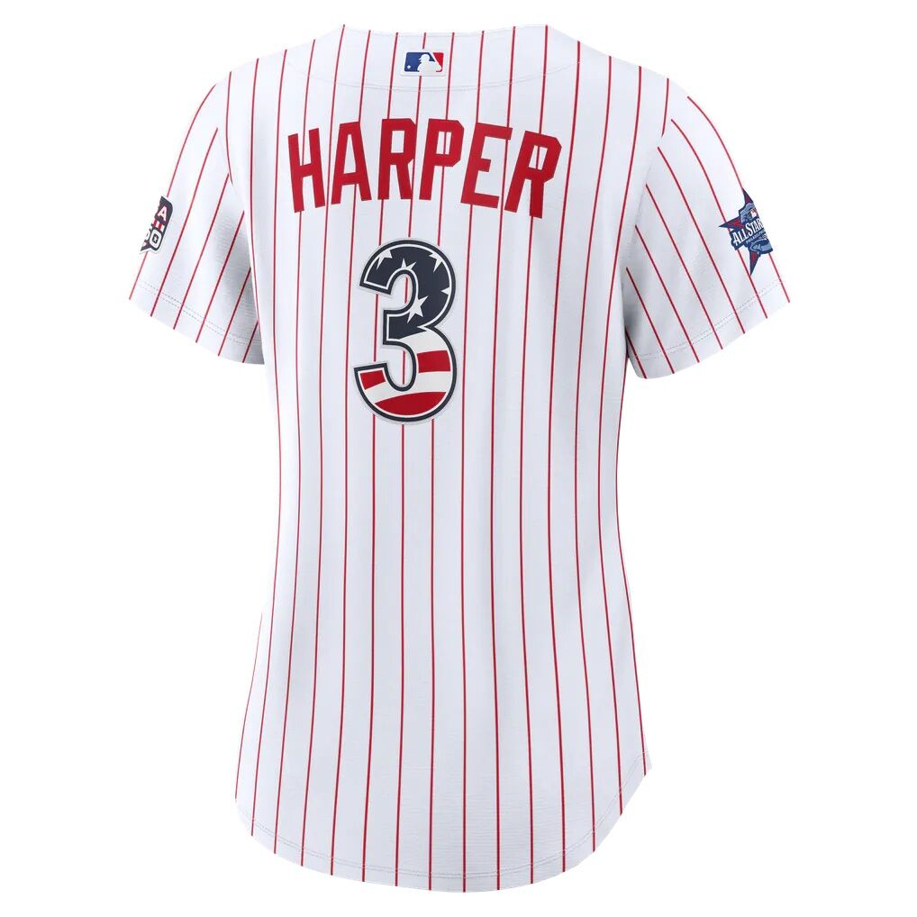 2026 All-Star Edition Stars & Stripes Women's Philadelphia Phillies Bryce Harper Nike White Stadium Jersey