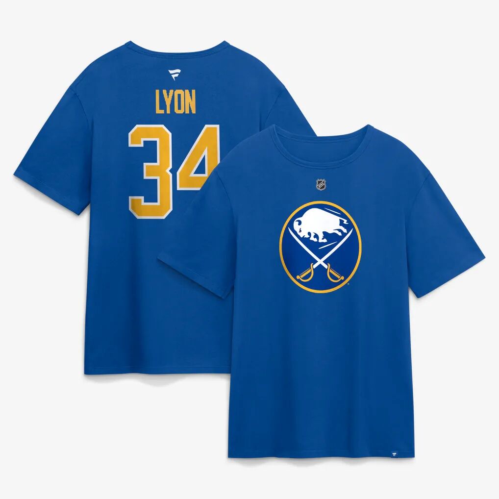 Alex Lyon Buffalo Sabres Fashion7 Authentic Stack Name & Number T-Shirt - Royal
