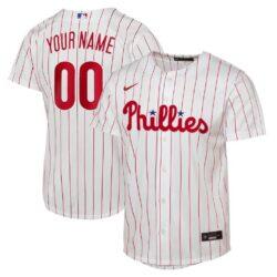 Philadelphia Phillies Nike Youth Home Replica Custom Jersey - White - Front View