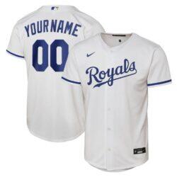 Kansas City Royals Nike Youth Home Replica Custom Jersey - White - Front View
