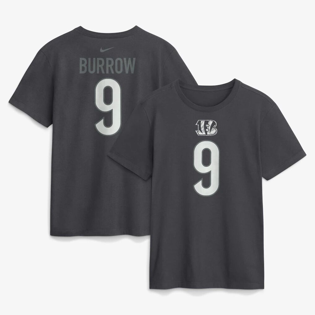 Joe Burrow Cincinnati Bengals Nike Name & Number T-Shirt - Anthracite