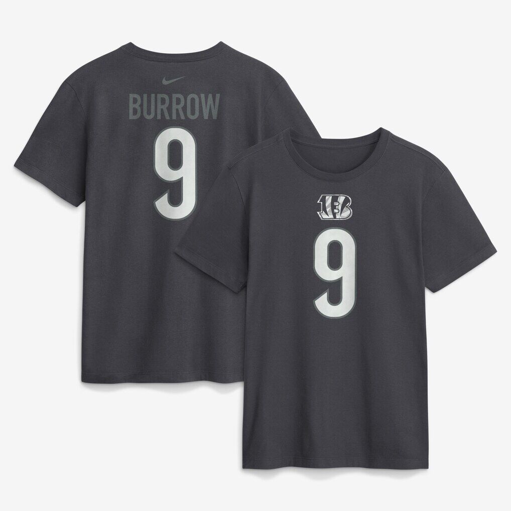 Joe Burrow Cincinnati Bengals Nike Name & Number T-Shirt - Anthracite