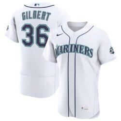 Logan Gilbert Seattle Mariners Nike Home 50th Season Authentic Jersey - White - Front View