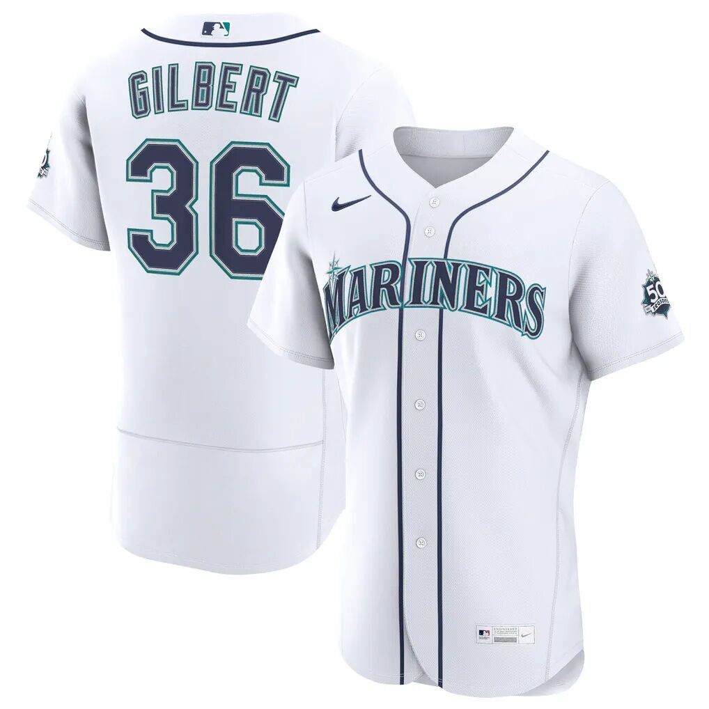 Logan Gilbert Seattle Mariners Nike Home 50th Season Authentic Jersey