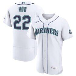 Bryan Woo Seattle Mariners Nike Home 50th Season Authentic Jersey - White - Front View