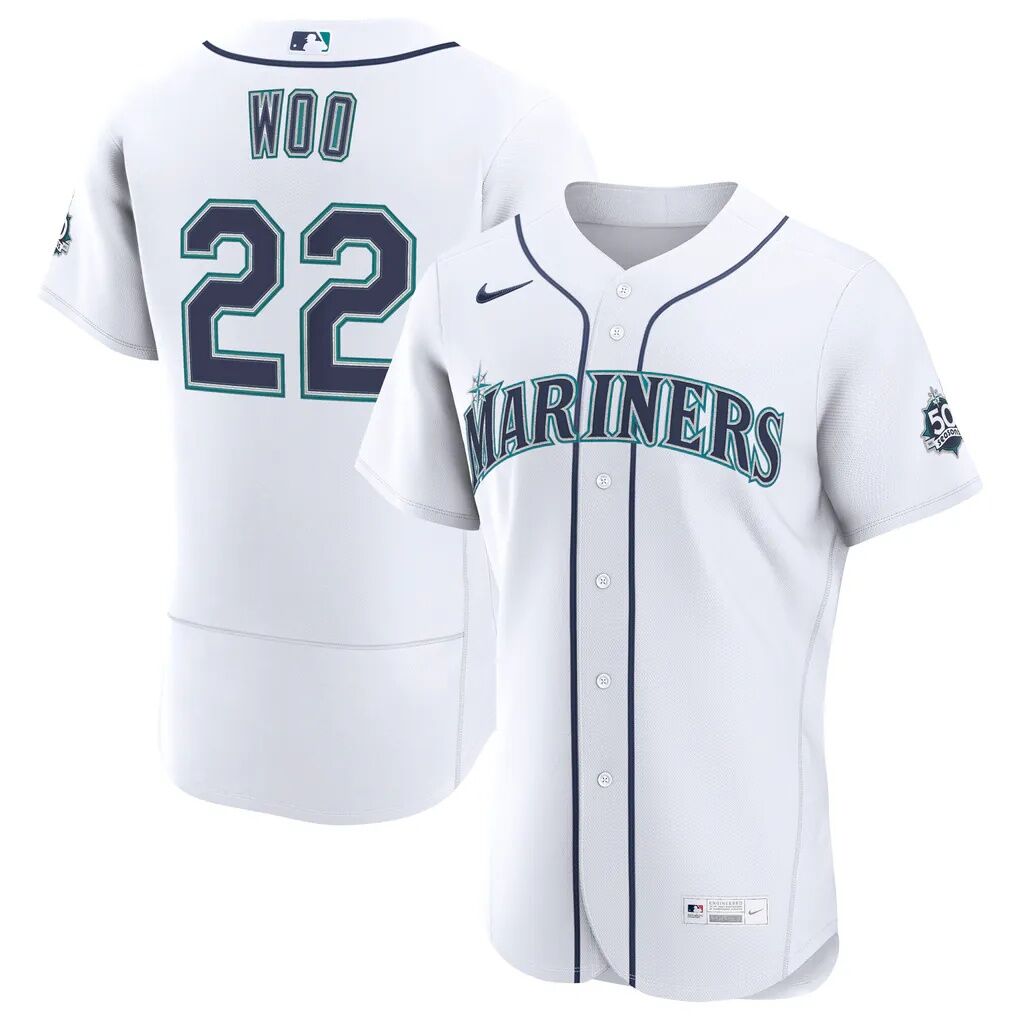 Bryan Woo Seattle Mariners Nike Home 50th Season Authentic Jersey