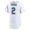 Cole Young Seattle Mariners Nike Home 50th Season Authentic Jersey - White - Detail View