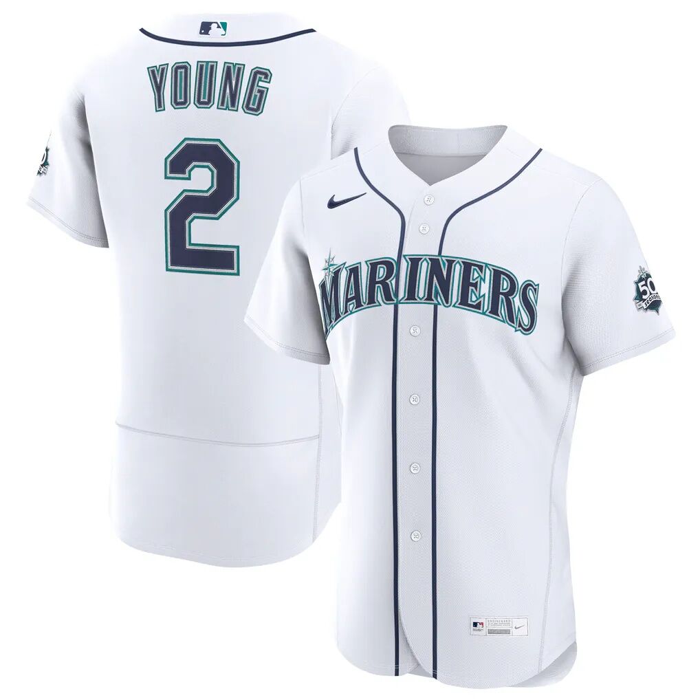 Cole Young Seattle Mariners Nike Home 50th Season Authentic Jersey