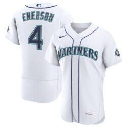 Colt Emerson Seattle Mariners Nike Home 50th Season Authentic Jersey - White - Front View