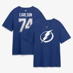John Carlson Tampa Bay Lightning Fashion7 Authentic Stack Name & Number T-Shirt - Blue - Front View