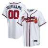 Atlanta Braves Nike Home Stadium Custom Jersey - White - Front View
