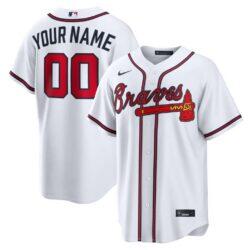 Atlanta Braves Nike Home Stadium Custom Jersey - White - Front View