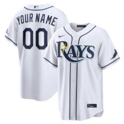 Tampa Bay Rays Nike Home Stadium Custom Jersey - White - Front View