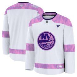 New York Islanders Fashion7 2024 Hockey Fights Cancer Practice Jersey - White - Front View