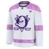 Anaheim Ducks Fashion7 2024 Hockey Fights Cancer Practice Jersey - White - Side View